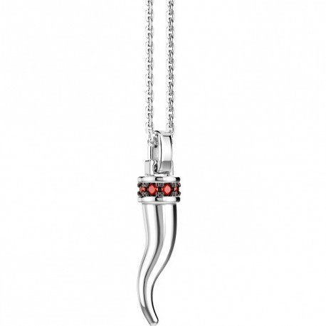 Collana Uomo in Argento con Corno e Spinelli Rossi ESC186-RO