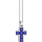 Collana Uomo in Argento con Croce e Spinelli Blu ESC164-BL