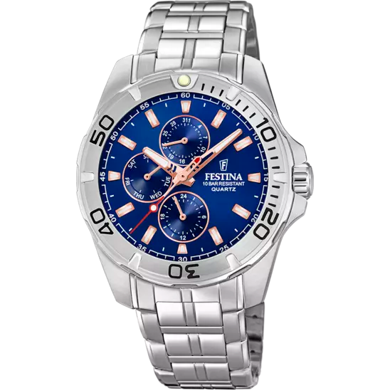 Orologio Uomo Multifunzione Acciaio e Blu F20445/5