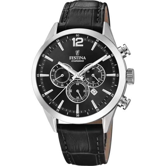 Orologio Uomo Timeless Chronograph Acciaio e Nero F20542/5