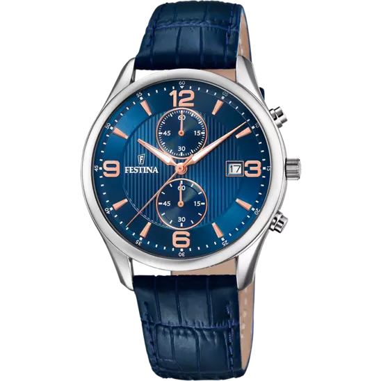 Orologio Uomo Timeless Cronografo in Acciaio e Blu F6855/6