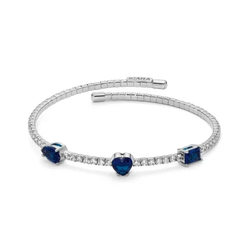 Bracciale Semirigido con Pietre Blu e Zirconi Bianchi KBRD1825B