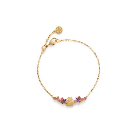 Bracciale Oro Giallo con Bimba, Ametista, Tormaline e Diamante LBB857