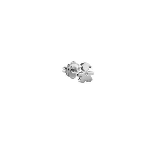 Orecchino Mono con Bimba Oro Bianco e Diamante LBB815