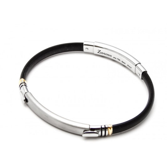 Bracciale Uomo Acciaio e Caucciù Nero EXB182G