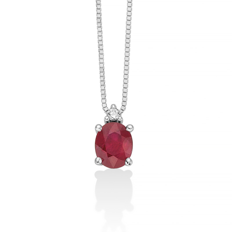 Collana con Diamante e Rubino Tondo CLD4576