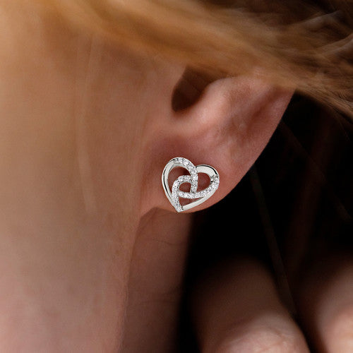 Pendientes Corazón en Plata con Circonitas EHHBBZ