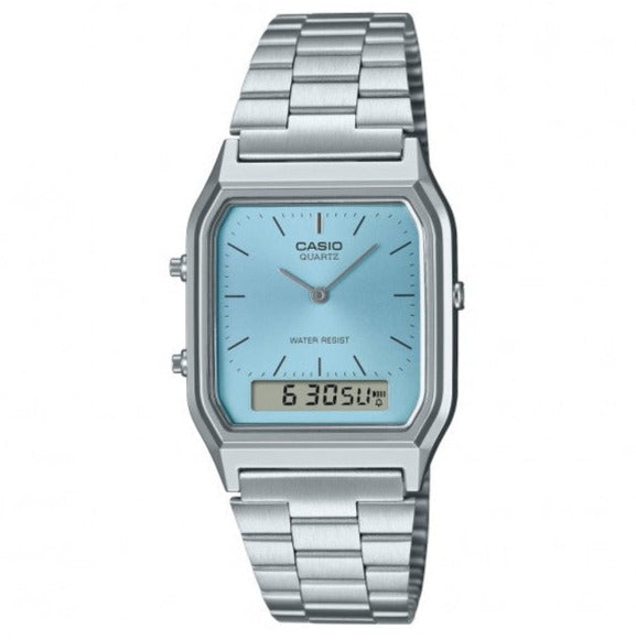 Orologio Donna Vintage Edgy Acciaio e Azzurro AQ-230A-2A1MQYES