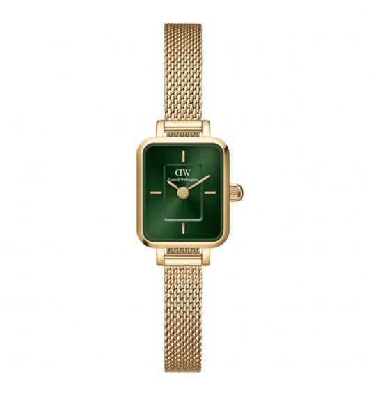 Orologio Donna Quadro Mini Dorato e Verde DW00100653