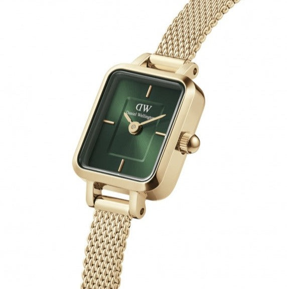 Orologio Donna Quadro Mini Dorato e Verde DW00100653