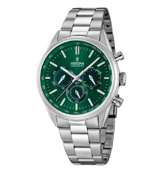 Orologio Uomo Timeless Acciaio e Verde F16820/R