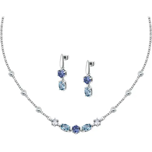 Set Collana e Orecchini con Cristalli Azzurri e Blu SAVY25