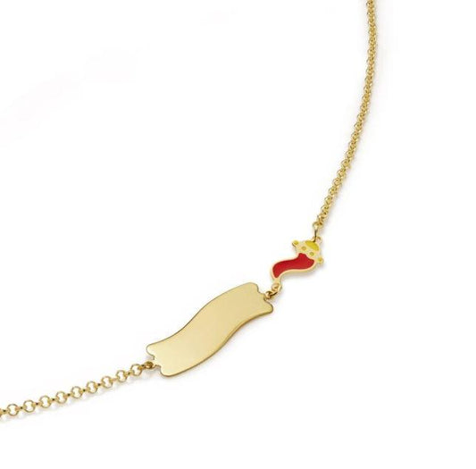 Bracciale Bambini Fortuna con Cornetto e Targhetta Dorato PMG035/B