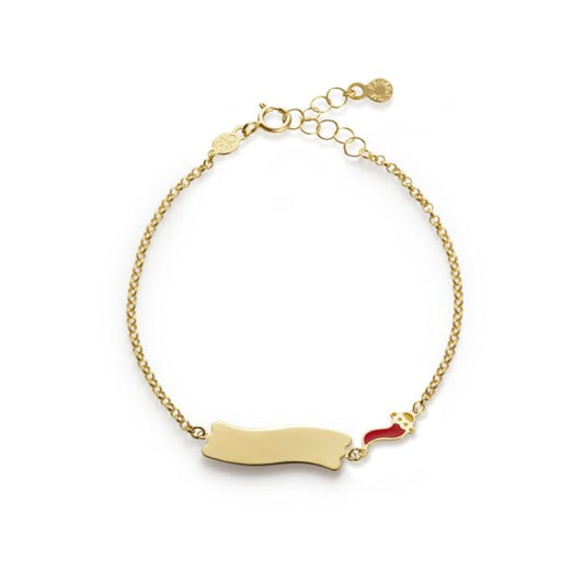 Bracciale Bambini Fortuna con Cornetto e Targhetta Dorato PMG035/B