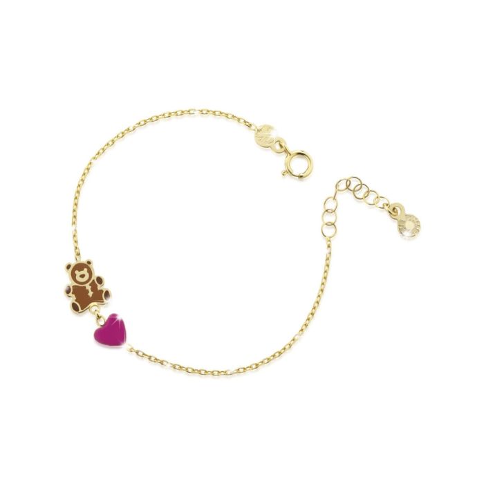 Bracciale Toys in Oro Giallo con Cuore e Orsetto PMG072