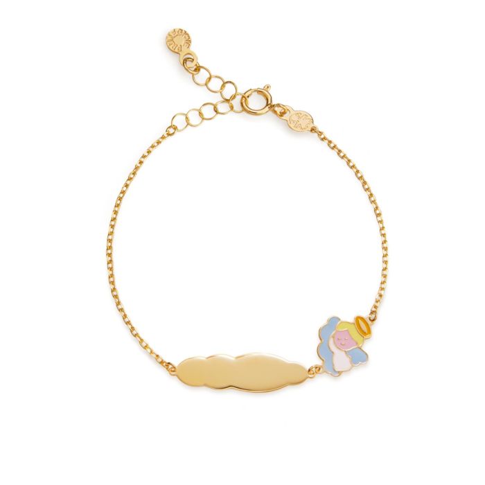 Bracciale Proteggimi Dorato con Angelo e Targhetta PMG180