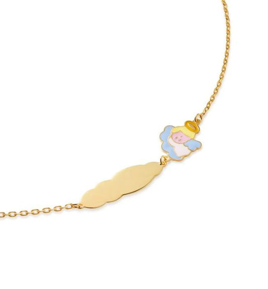 Bracciale Proteggimi Dorato con Angelo e Targhetta PMG180