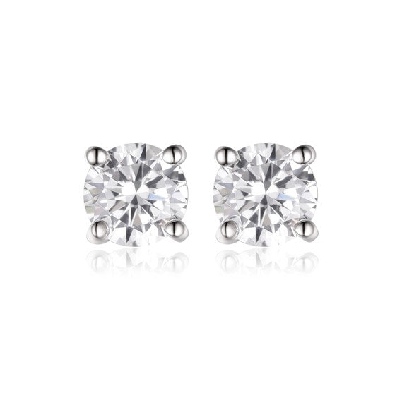 Pendientes de plata 925 rodiada con circonita blanca 4 mm EVOR04000204