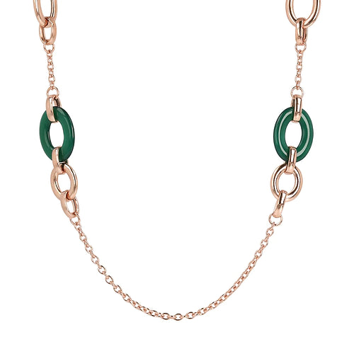 Collar rosado con eslabones de piedra verde WSBZ01622.GAG