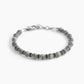 Pulsera Rolling Stone Hombre Ágata Gris Esferas y Circonitas Negras 533526