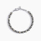 Pulsera Rolling Stone Hombre Ágata Gris Esferas y Circonitas Negras 533526