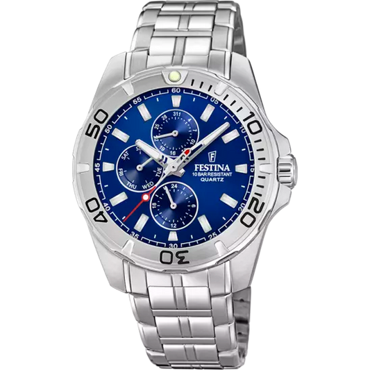 Reloj multifunción azul y acero F20445/2 para hombre