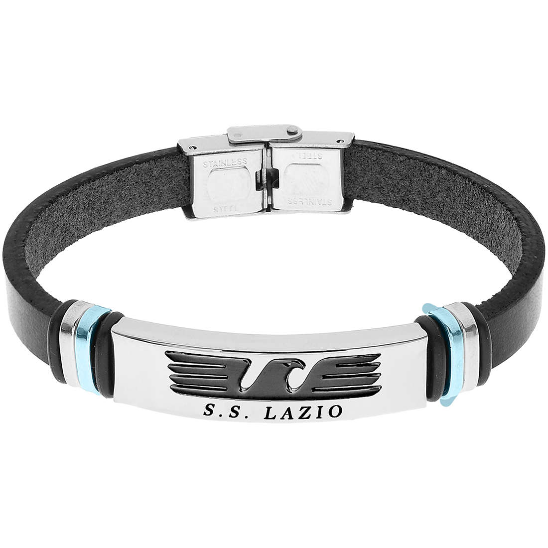 Bracciale Uomo Aquila S.S. Lazio Pelle Nero B-LB004ULN