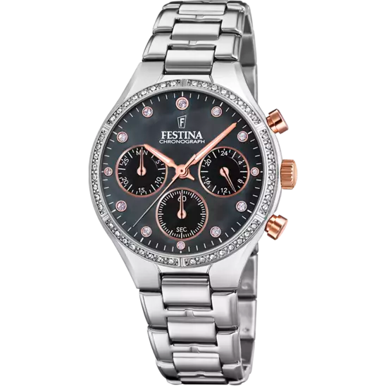 Reloj Mujer Boyfriend Acero y Negro F20401/4