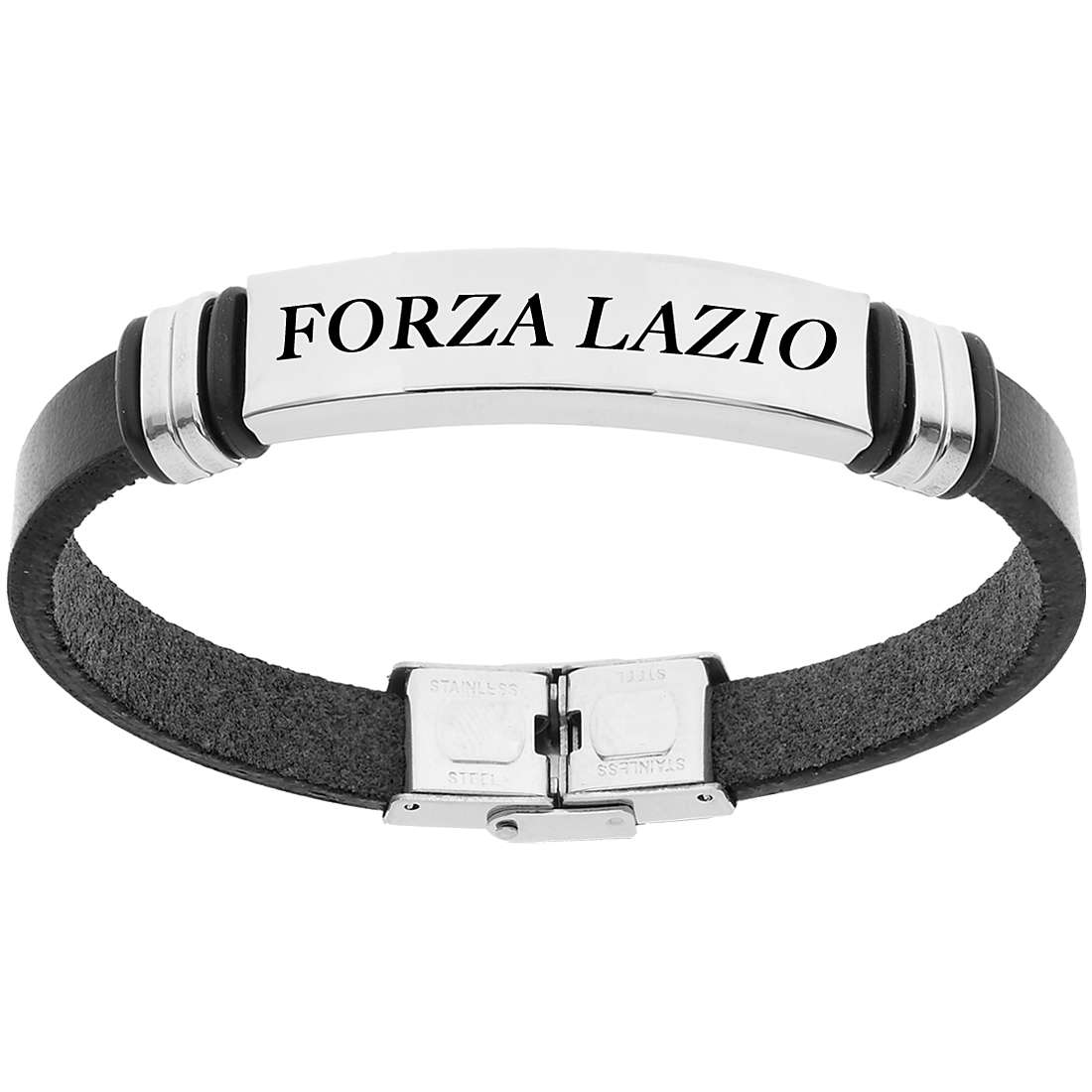 Bracciale Uomo Scritta S.S. Lazio Pelle Nero B-LB005ULN