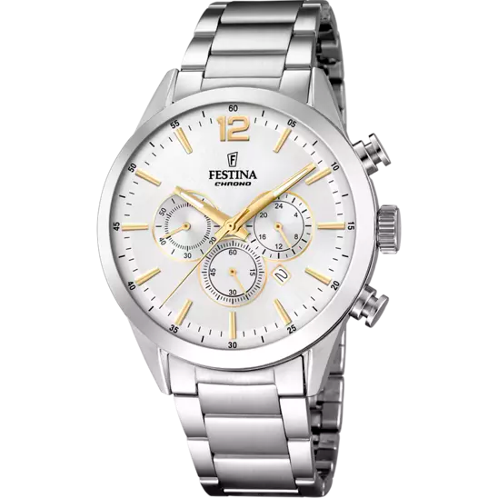 Orologio Uomo Timeless Chronograph Bianco e Acciaio F20343/1