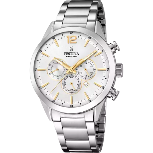 Orologio Uomo Timeless Chronograph Bianco e Acciaio F20343/1