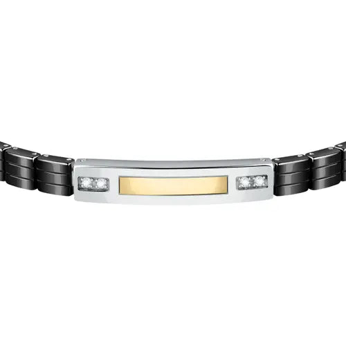 Bracciale Uomo Gold Silver, Nero e Dorato SATM11