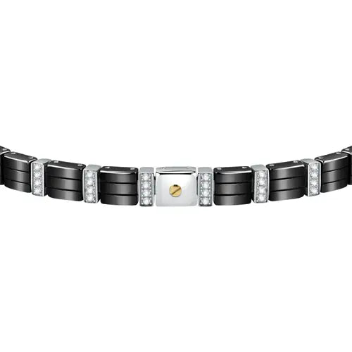 Bracciale Uomo Gold Acciaio e Nero SATM15