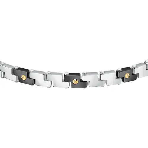 Bracciale Uomo Gold Silver, Nero e Dorato SATM18