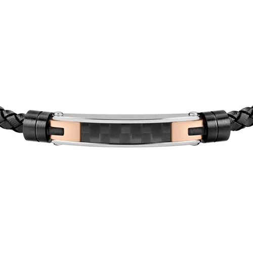 Pulsera Moody Hombre Negro, Rosa y Acero SQH22