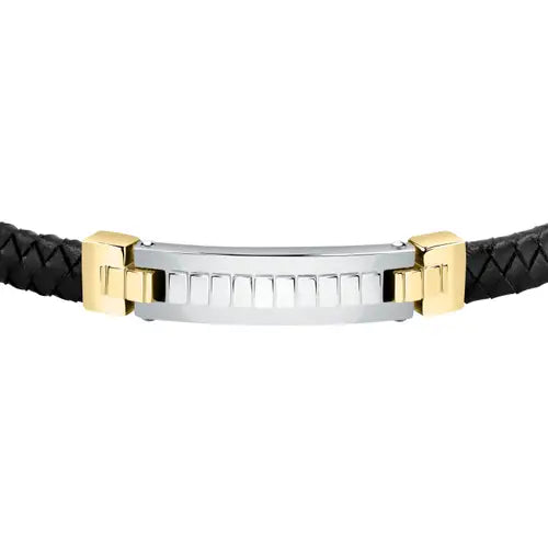 Brazalete Moody negro, dorado y acero SQH32 para hombre