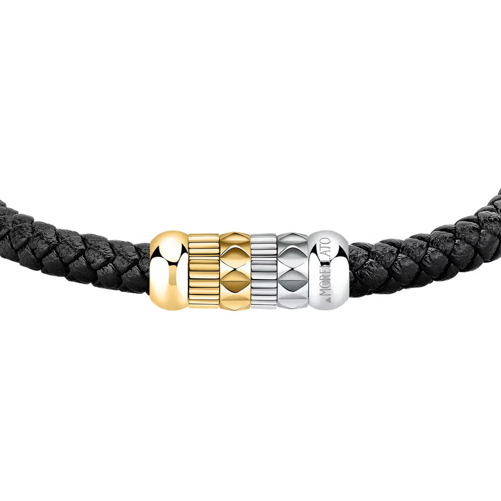 Pulsera Moody Hombre Negra Plata y Oro SQH52