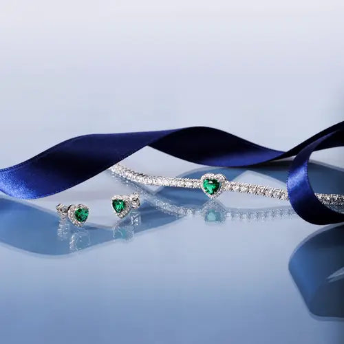 Pulsera Tesori de Plata con Corazón Verde SAVB13