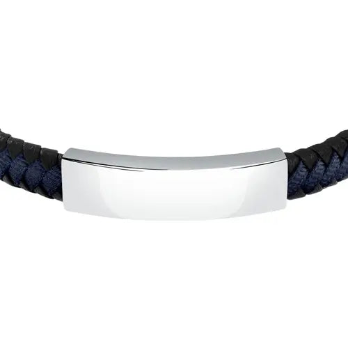 Bracciale Uomo Bandy Acciaio, Nero e Blu SZV108