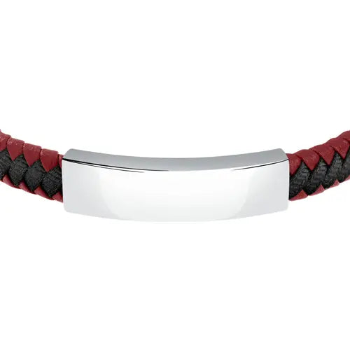 Pulsera Bandy Hombre Acero, Negro y Rojo SZV111