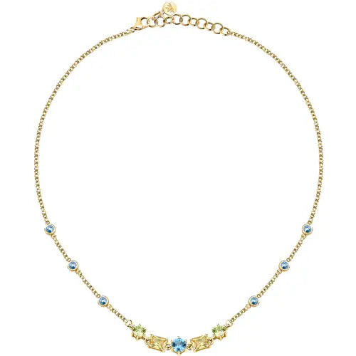 Collar Colores Dorados con Cristales Azules y Amarillos SAVY05
