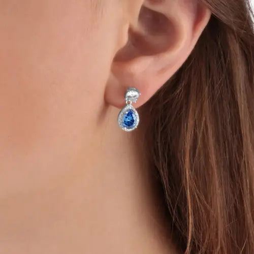 Pendientes Tesori de Plata con Circón Azul SAIW10