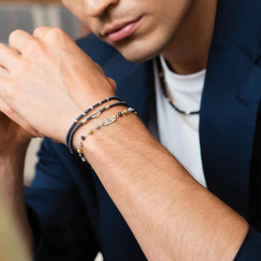 Bracciale Uomo con Intreccio Rotondo Grigio BR-U02 M5 TV
