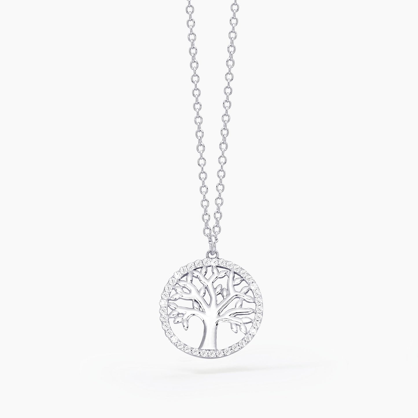 Collana Con Ciondolo Tondo Albero Della Vita Con Zirconi 553200