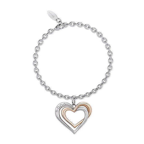 Pulsera con Corazones en Acero y Rosa 231950