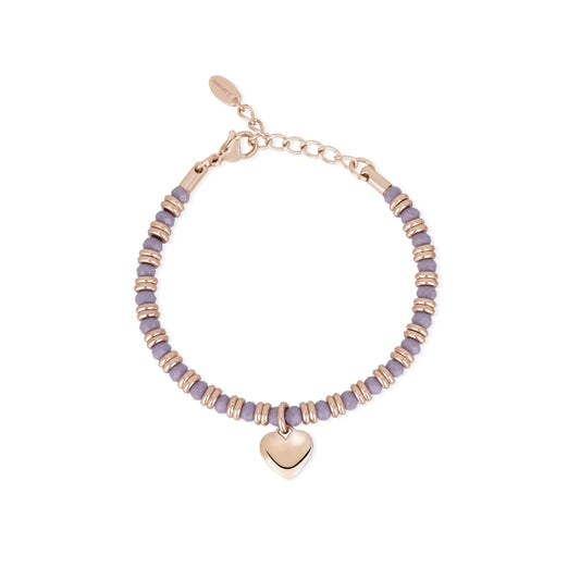 Pulsera Amatista Pvd Cristal Corazón Rosa 232044