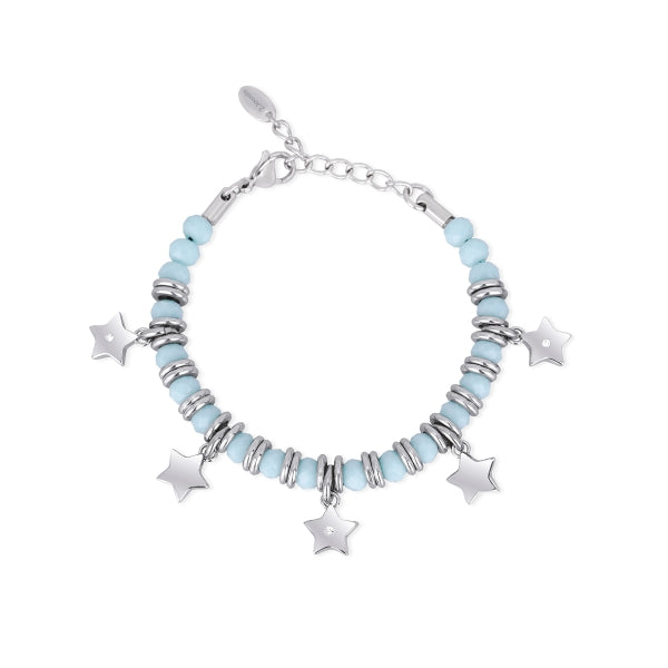 Colour Match Pulsera de Cristal Azul Claro con Estrellas 232045