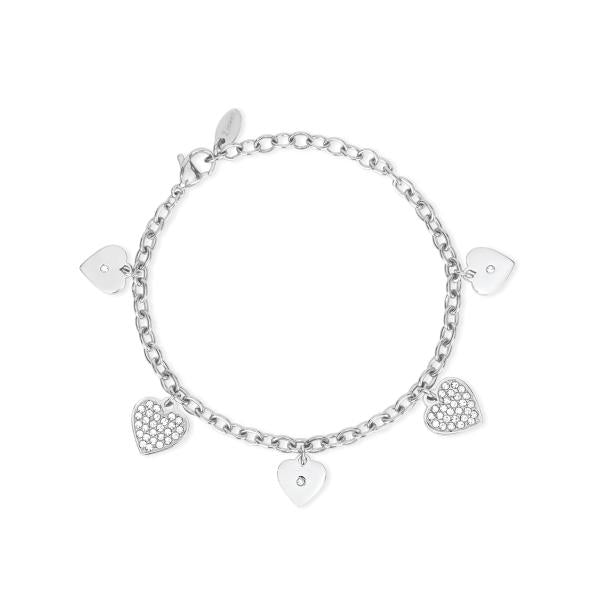 Pulsera de Acero con Corazones y Cristales 232237