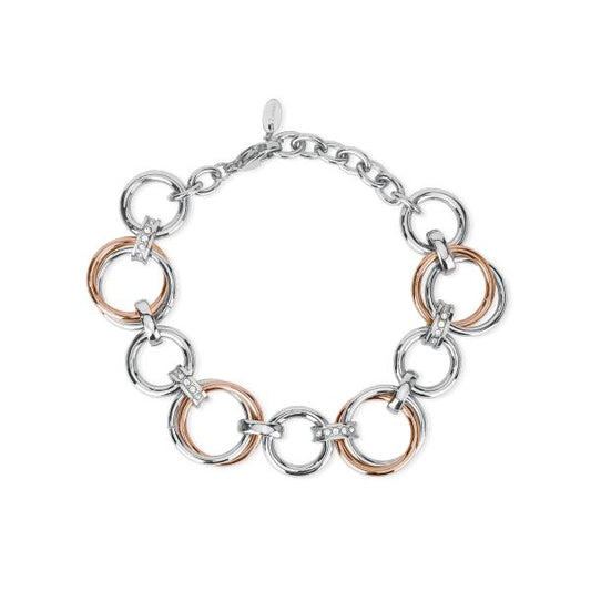 Bracciale Milano Argento e Rosato ad Anelli 232240