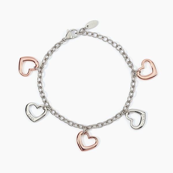 Pulsera Corazones Rosa y Acero 232296